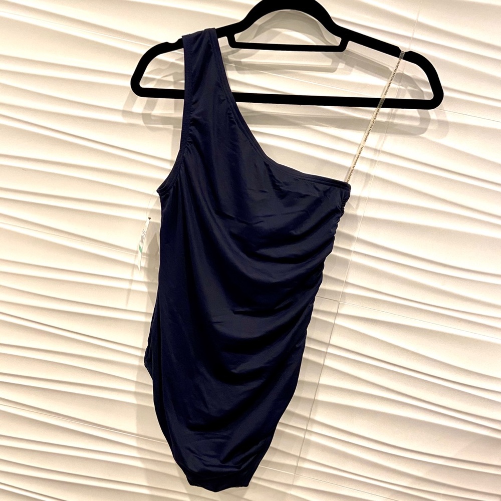 NWT summer beach luxury Michael Kors one shoulder navy bathing suit - Picture 12 of 14